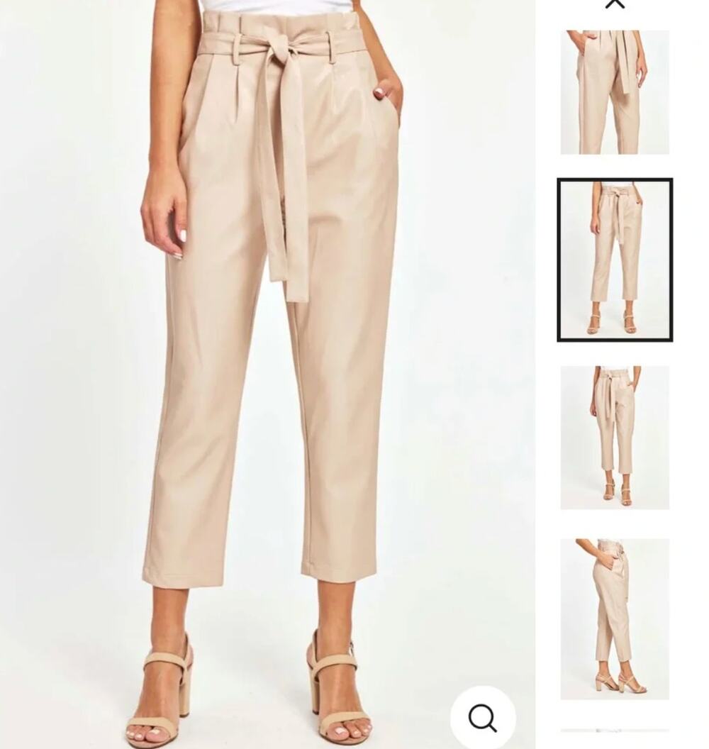 Dolce Cabo Faux Leather High Waisted Bow Pants Blush Size M